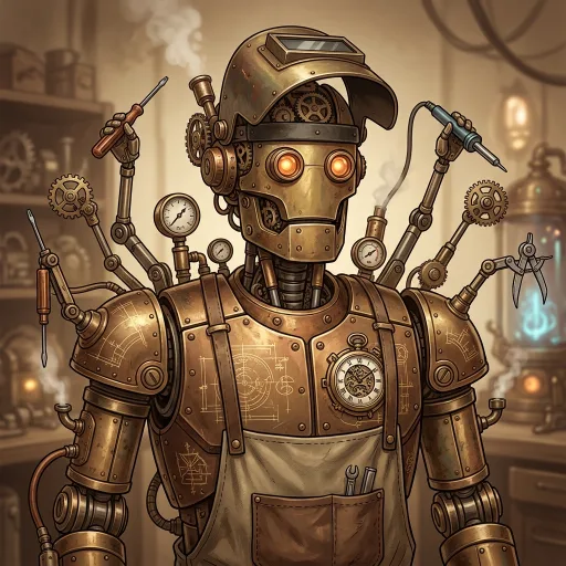 AI-generated Artisan Steampunk robot avatar