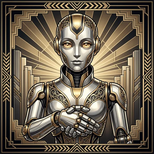 AI-generated Diplomat Art Deco robot avatar