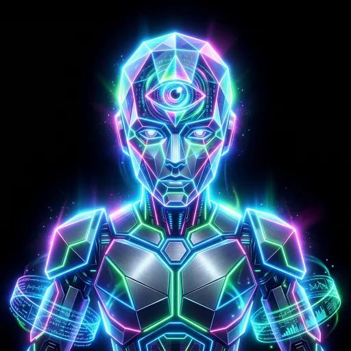 AI-generated Oracle Neon Glow robot avatar