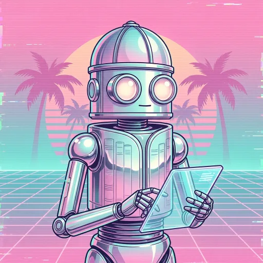 AI-generated Sage Vaporwave robot avatar