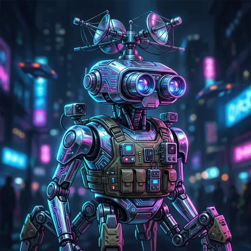 AI-generated Scout Cyberpunk robot avatar