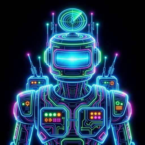 AI-generated Sentinel Neon Glow robot avatar