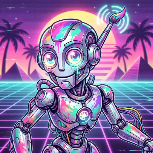 AI-generated Spark Vaporwave robot avatar