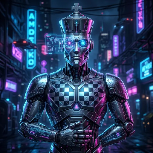 AI-generated Strategist Cyberpunk robot avatar