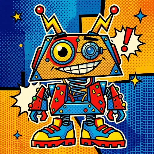 AI-generated Trickster Pop Art robot avatar
