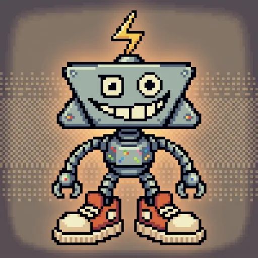 AI-generated Trickster Retro Pixel robot avatar